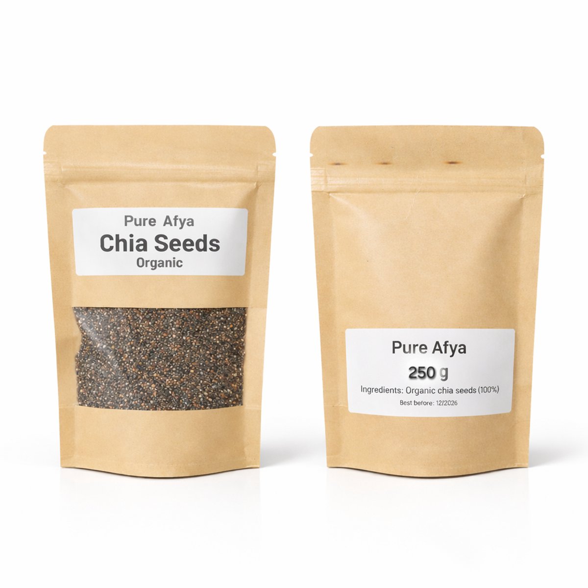 Pure Afya® Biologische Chiazaad 250g | Premium Kwaliteit | Chia Seeds | Rijk aan Vezels & Omega-3 | Vegan | Glutenvrij