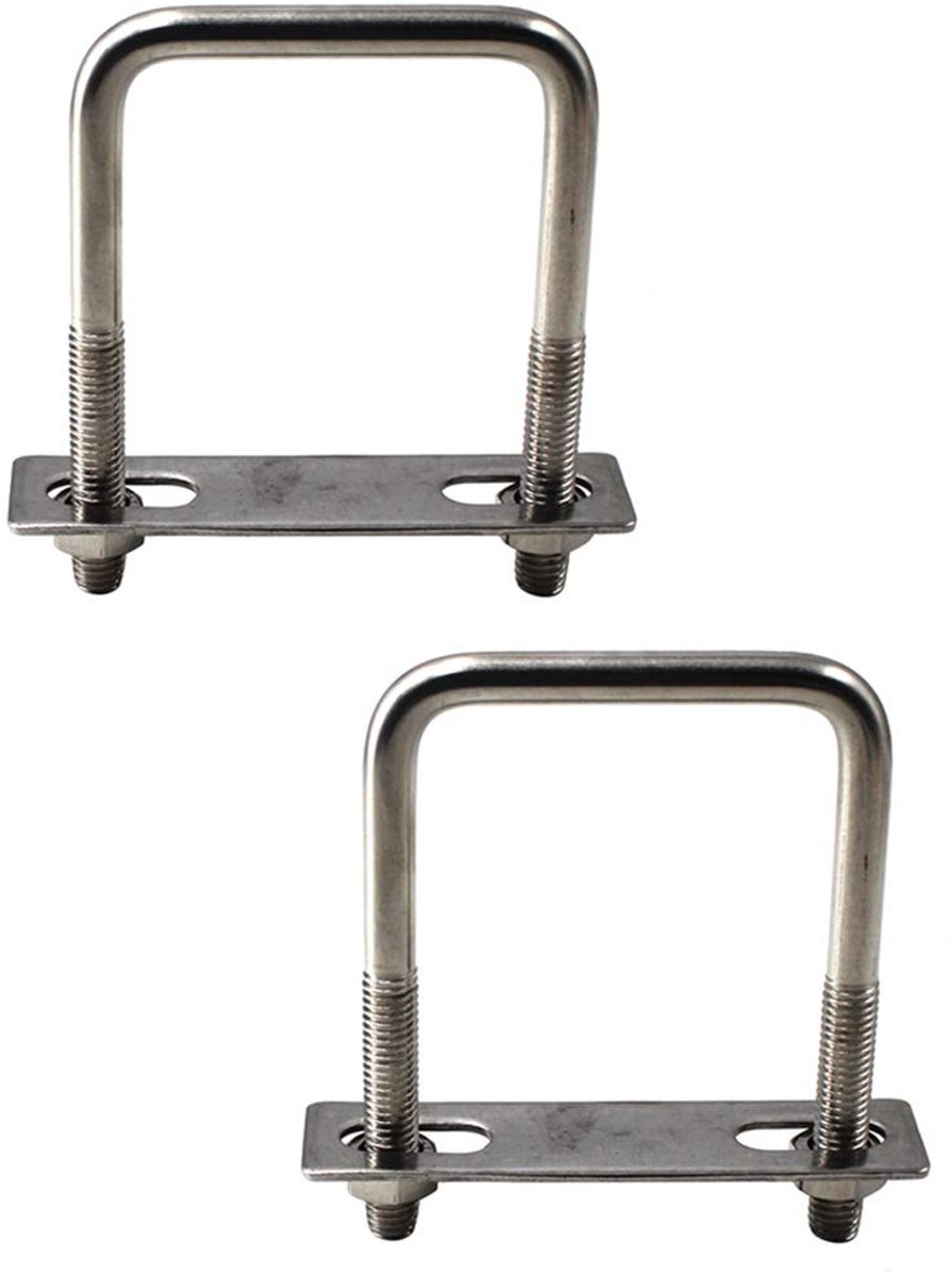 M 8 x 40 x 65mm Stainless Steel Square U Bolt 304, Tie Down U Bolt (Pack of 2) - ShopVlot