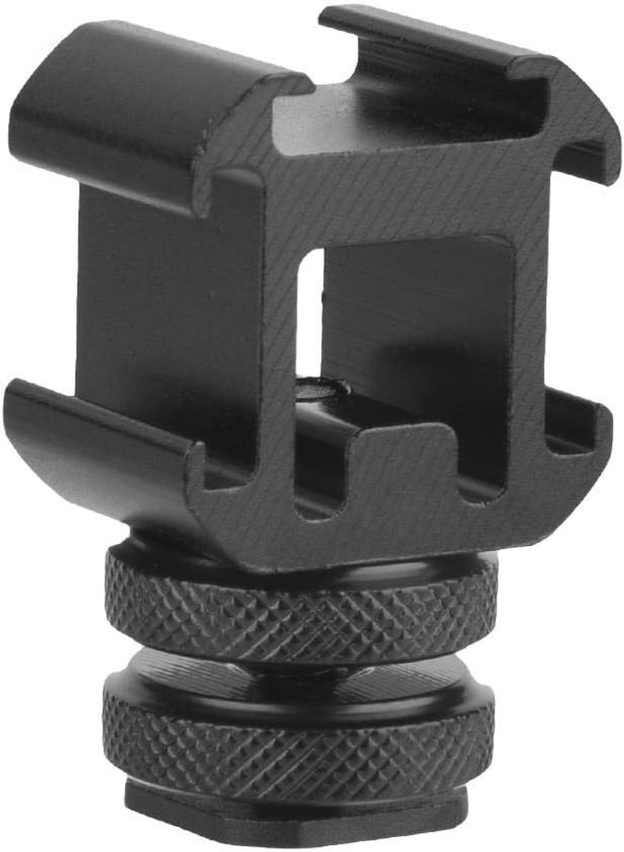 Hot Shoe Mount Adapter - Triple Hot Shoe Basis - Hoogwaardige Metaal - Voor Microfoon en LED Video Licht - ShopVlot