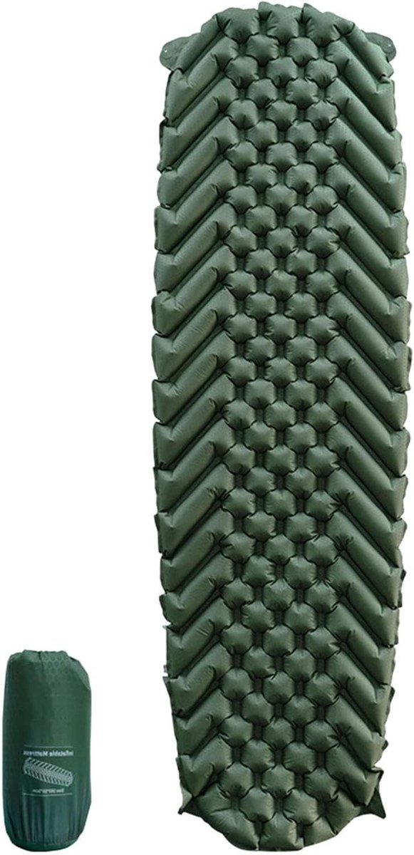 Camping Slaapmat - Luchtbed Wandelen - Buiten Slapen - Zelfopblazend - 183 x 55 cm - Groen
