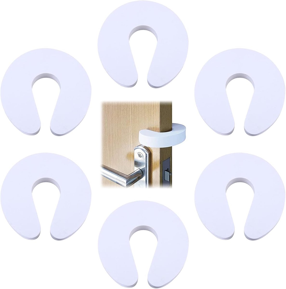 Zachte Baby Deurstopper Schokabsorber - Set van 6 Witte Deurstoppers voor Veiligheid en Stabiliteit