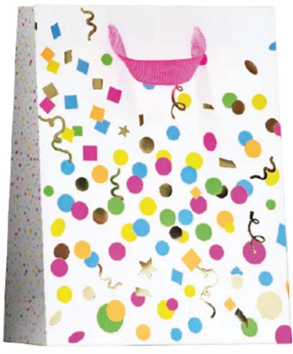 Papieren cadeau tas M Party Neon