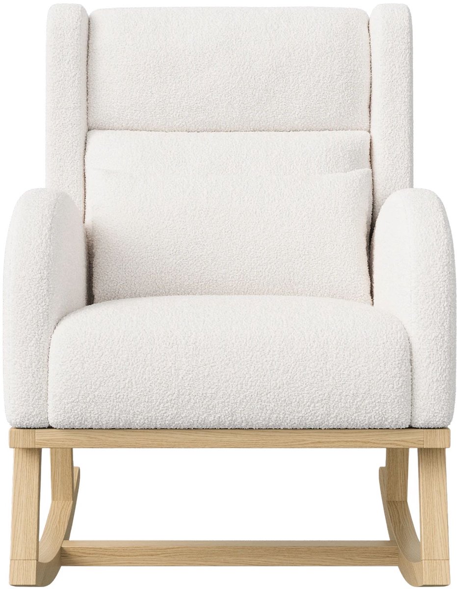 Schommelstoel Wit - Relax - Reclinerfauteuil met Armleuningen, Hoofdsteun, Zijvakken - voor Woonkamer, Lezen en Ontspanning