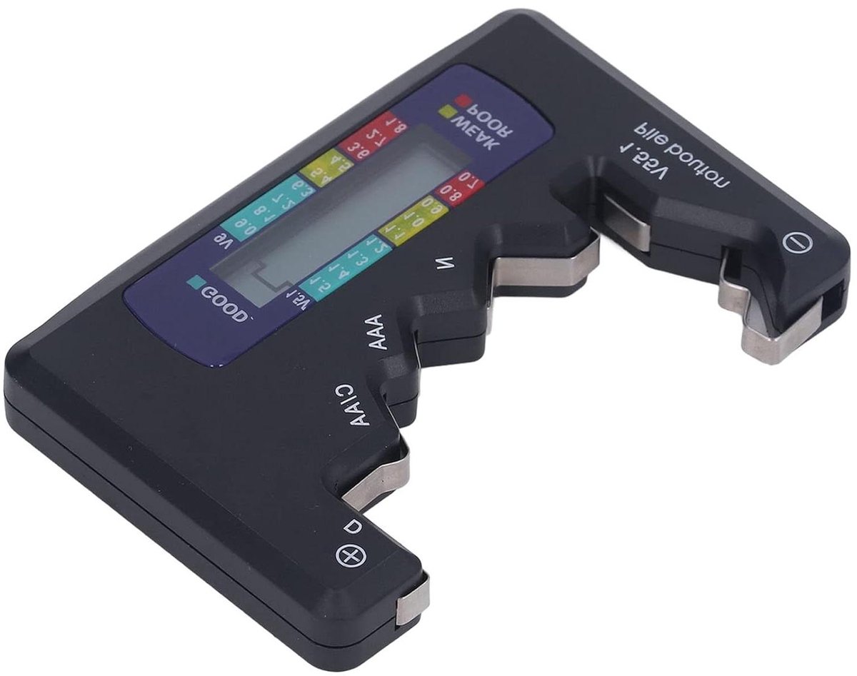 Digitale Batterijtester - Batterijchecker LCD - Batterijen Controleren - Intuitief LCD-scherm - 15V 9V - Zwart