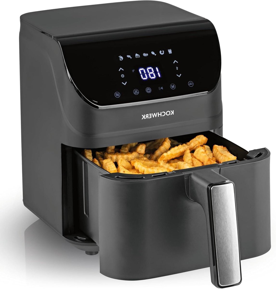Heteluchtfriteuse - Airfryer Frituurpan - Vetarm Koken - Touchscreen Bediening - 4 Liter - Grijs