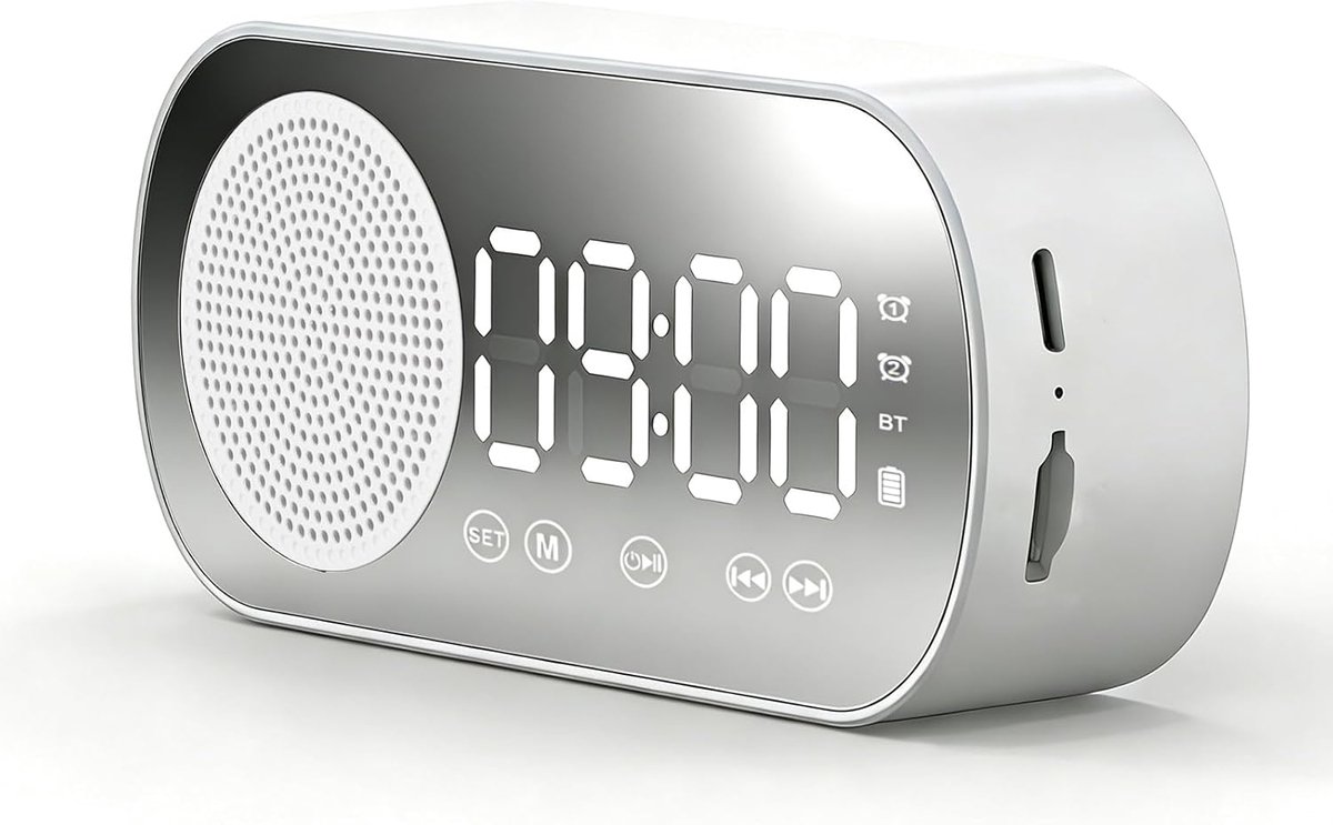 Draagbare Bluetooth-luidspreker met digitale klok | Langere batterijduur – mini-draadloze krachtige stereoluidspreker – verbonden luidspreker voor thuis, kantoor, buiten.