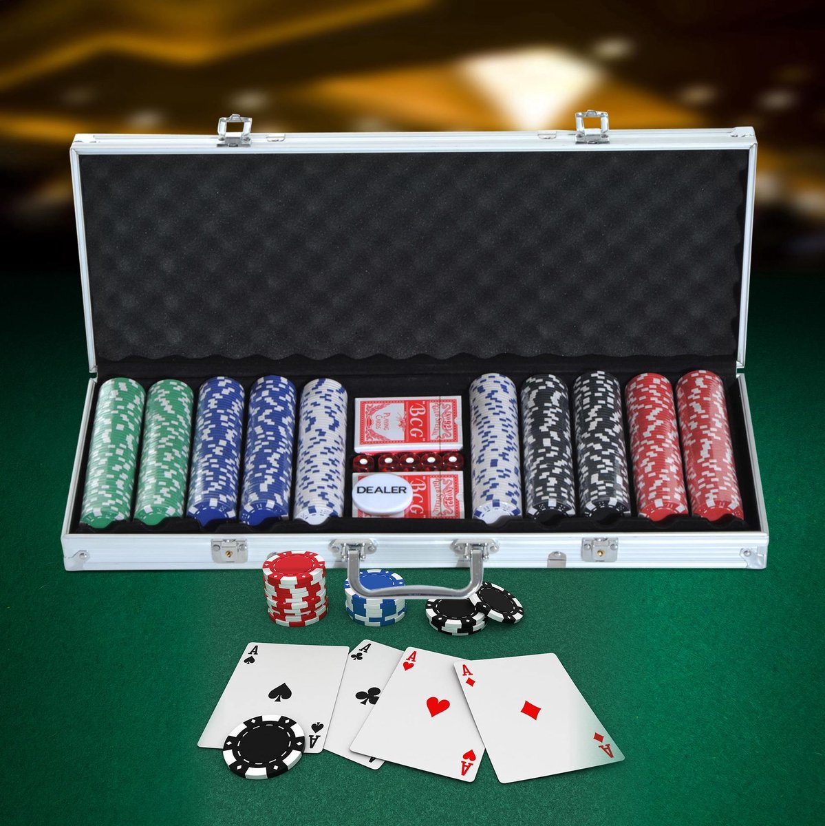 COVREO Pokerset 55,5x22x6,5 cm multicolor, aluminiumkoffer met 500 chips