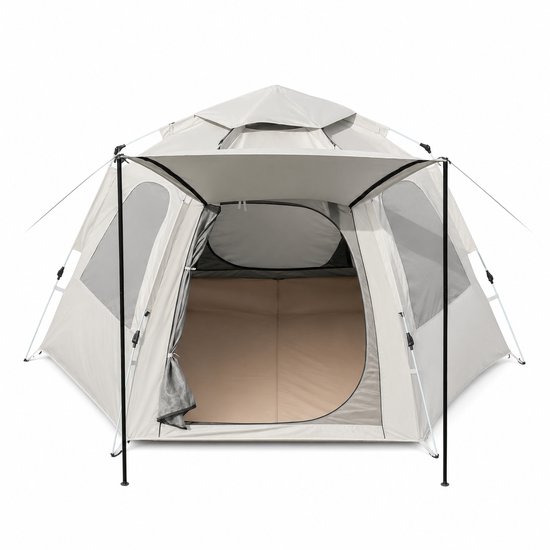 CORE Kampeertent - Slaaptent - 3-4 persoon outdoor camping tent - 6 hoekig - Lichtgewicht - 280x155cm - Grijs
