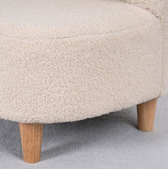 COVREO Kindersessel 47 x 43 x 53 cm beige, stof met houten poten en armleuningen van COVREO — afbeelding 2