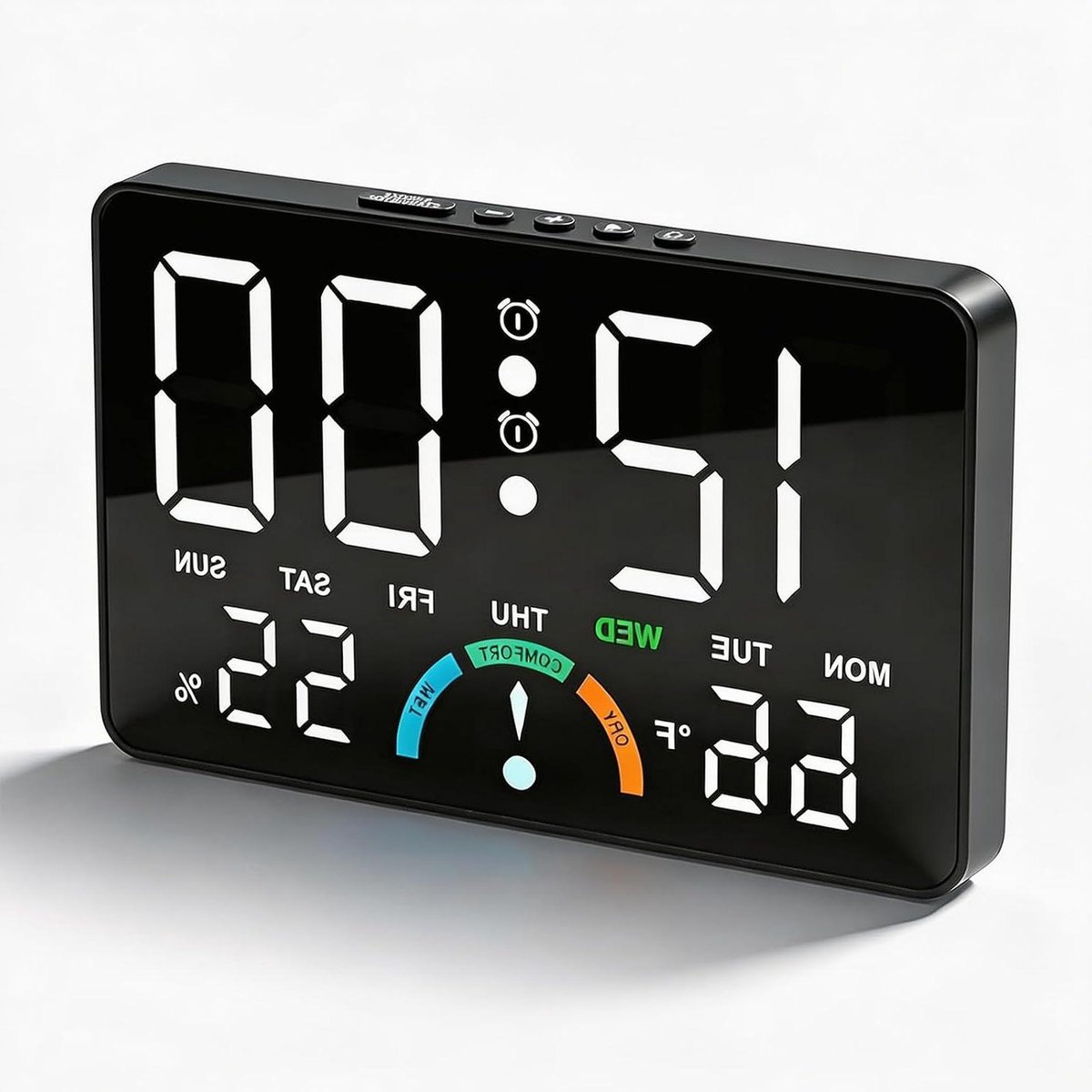 Digitale Wekker - Radiogestuurde Klok - Wakker Worden - Temperatuur Weergave - 10x10 mm - Zwart
