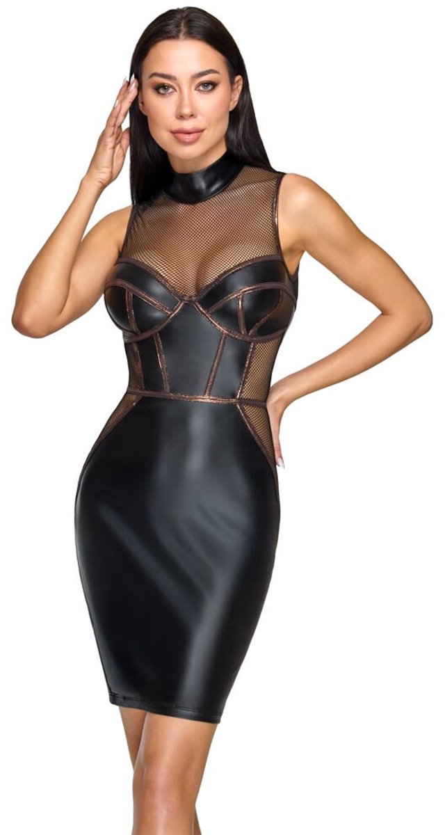 Cotelli Collection - Mouwloze Aansluitende Jurk - Cotelli Party Jurk Met Opstaande Kraag Maat L