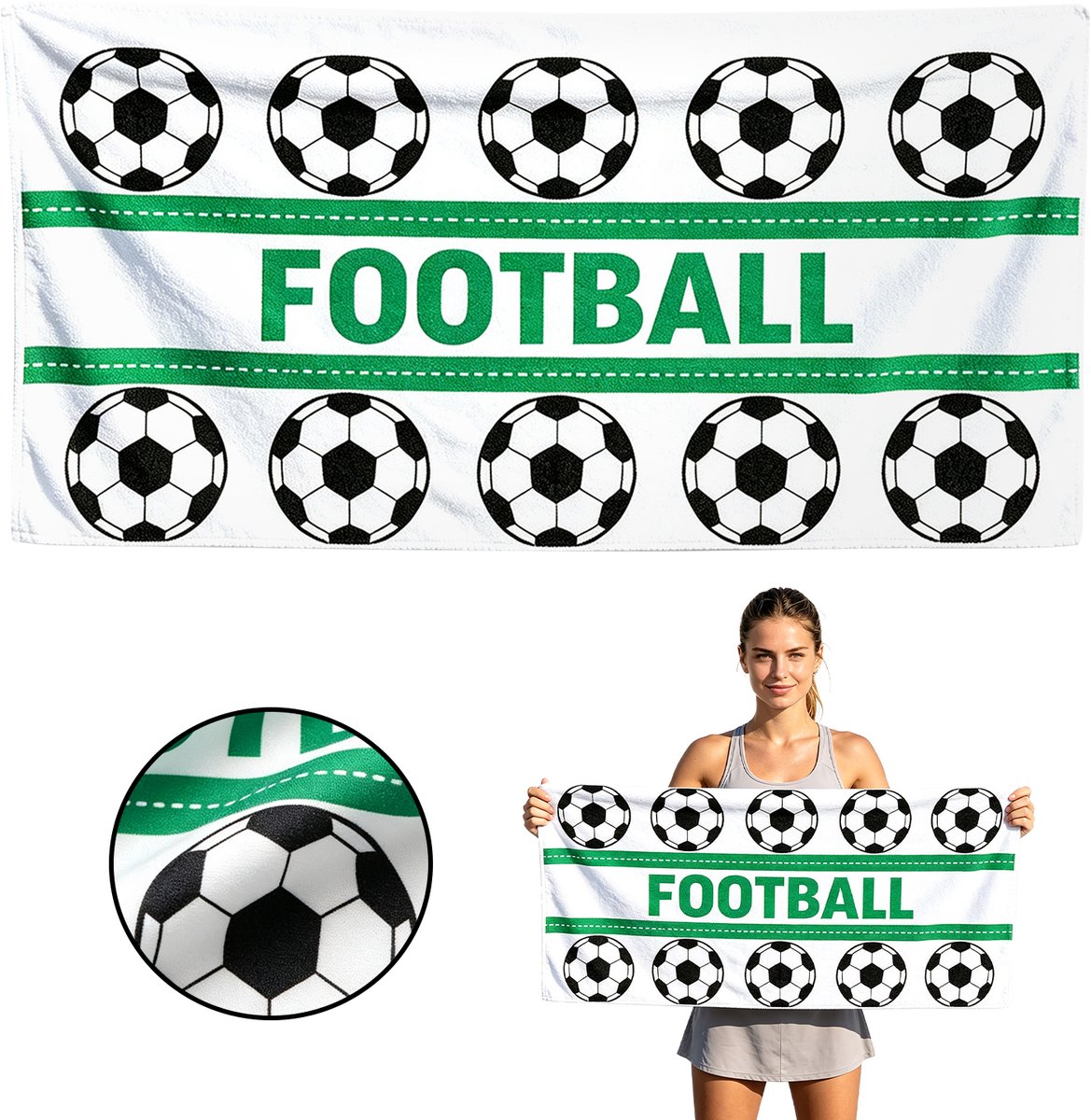 40 x 80 cm Sporthanddoek met voetbalprint – WK-voetbalhanddoek – Supportersdoek – Zweetabsorberend en sneldrogend – Handige sporthanddoek – Unisex – Handdoekbanner – Voor fitness, yoga, hardlopen, zwemmen en andere sporten