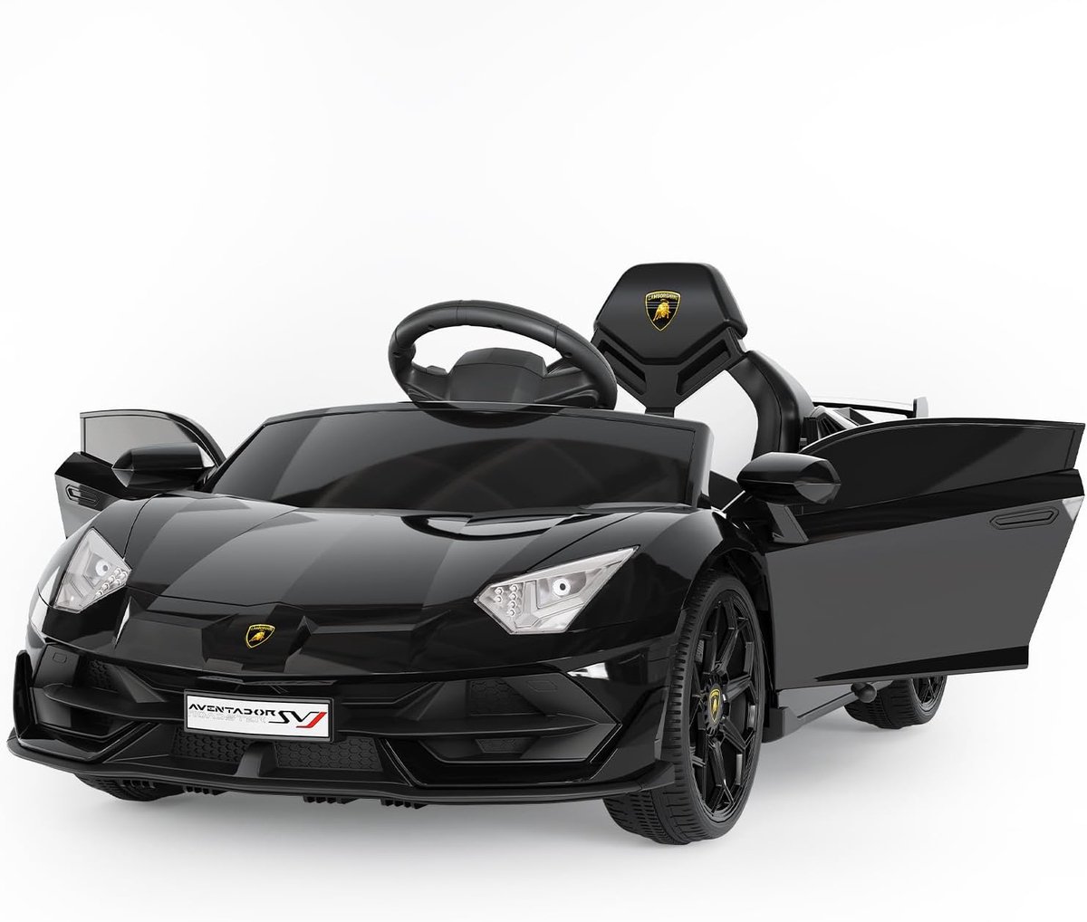 Triumpunpre - Elektrische kinderoauto Lamborghini 12V - gelicentieerd model met afstandsbediening - max. 5 km/u - hydraulische deuren - van 3-8 jaar Zwart