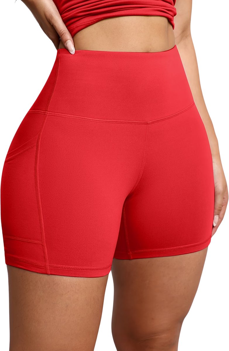 Currero Biker Short Dames Gymshort Korte Legging Lange Onderbroek Bikershort Met Pijpjes Rood