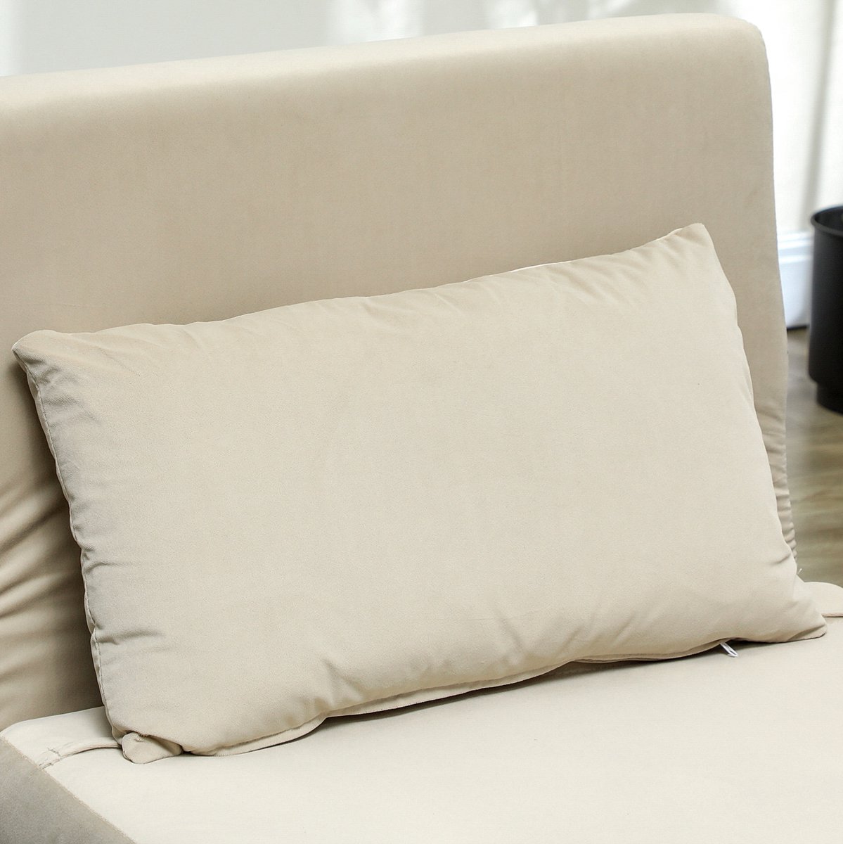COVREO Slaapfauteuil 72x78x79 cm beige, velvet met verstelbare rugleuning