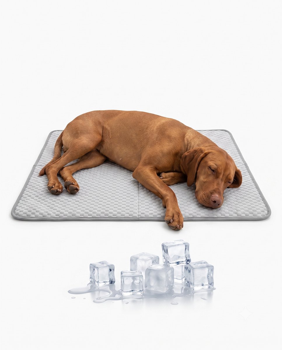 animalking Honden Koelmat - 75 x 100 cm - Verkoelend Kussen voor Honden - Grijs