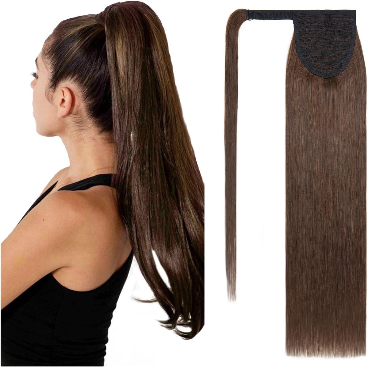 Natuurlijke Ponytail Extensions van 90g, 18 Inch in Medium Brown, Onzichtbare Haarverlenging voor Vrouwen, Perfect voor een Volumineuze Look en Gemakkelijke Styling