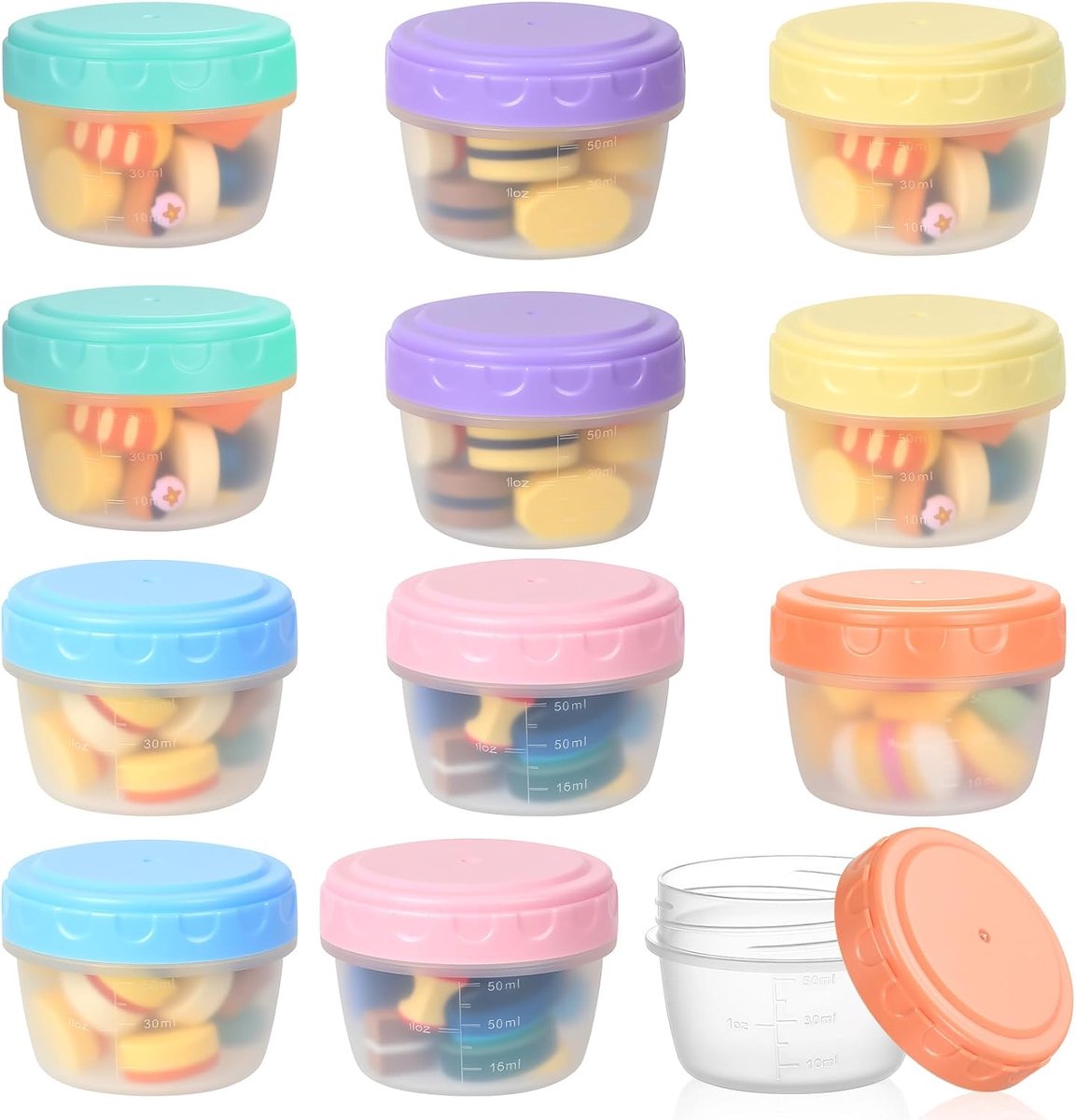 Kleine Vriesdozen - Vershouddozen met deksel - Porties Bewaren - Lekvrije Schroefdop - 12 stuks - Verschillende kleuren