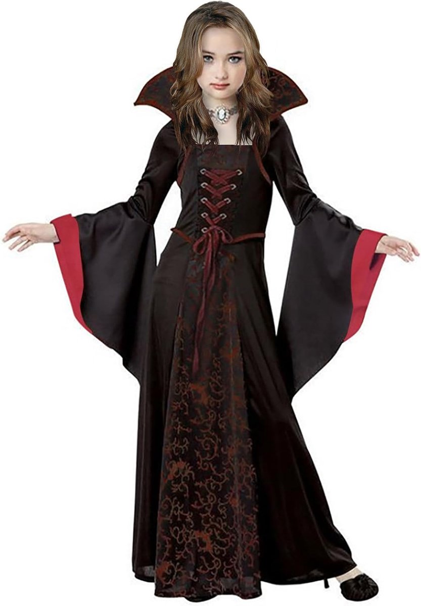 Kostuums voor kinderen, gothic, capuchon, vampierkostuum, Halloween, verkleedkleding, carnaval, cosplay, feestjurk