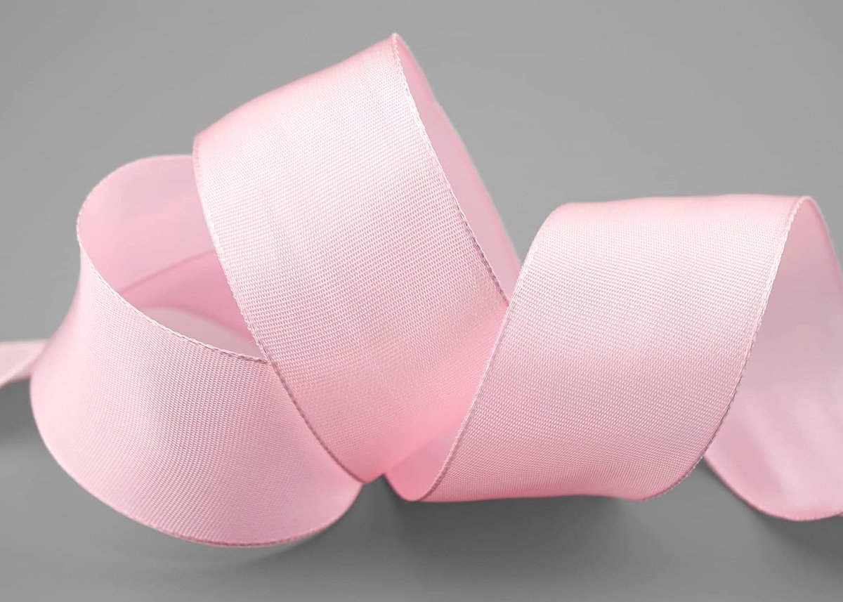 25 m x 40 mm draadrandband, Leo, lichtroze (220), decoratief lint met draadranden, eenkleurig, cadeaulint, stoffen lint, strikband, visco-draad van hernieuwbare grondstoffen, biologisch afbreekbaar