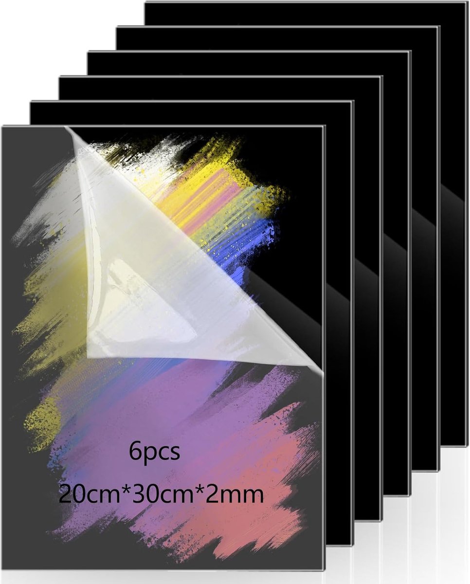 6 stuks acrylplaten, zwart, 2 mm, A4 acrylglas, op maat te snijden, worden gebruikt voor fotolijsten, borden, acrylschijven rond, schilderen, doe-het-zelf tafelnummers