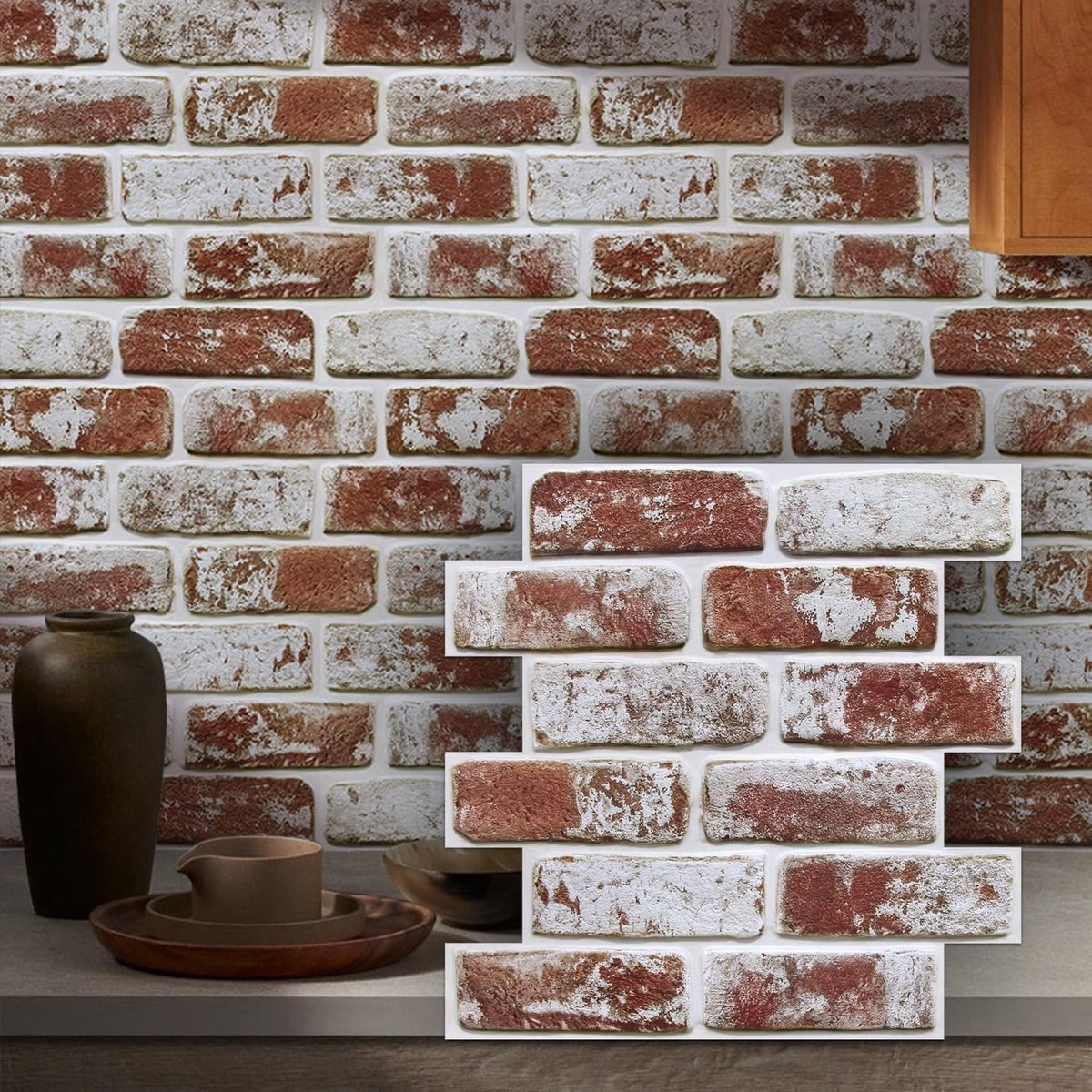 3d Wandpanelen Zelfklevend Baksteen, 3D Bakstenen Wandpaneel, 10 Stuks 30x30 cm, 3d PVC Zelfklevende Behang Wandtegels Voor Woonkamer, Keuken, Wanddecoratie, Waterdicht