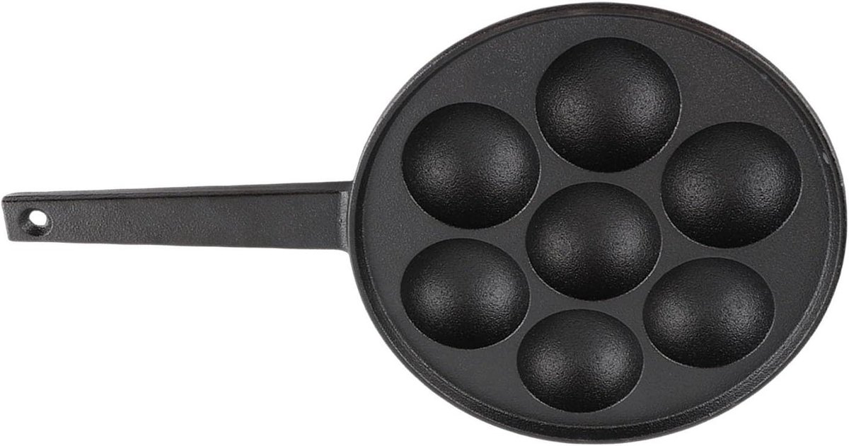 Takoyaki Pan - Gietijzeren Pan Snack Pan - Snacks Maken - Anti-aanbak Gietijzer - 7-gaats - Zwart