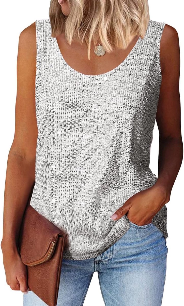 pailletten mouwloze top vesten sprankelende tops