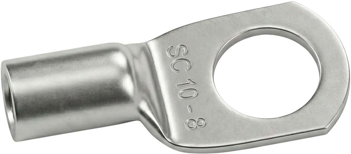 10x Buiskabelschoen 10mm² blanco | M8 | Vertind koper | Kabelaansluiting zonder solderen | SC10-8, Set van 10 krimpkabelschoenen, krimpconnectoren | Motorvoertuig, machinebouw, camper, batteri