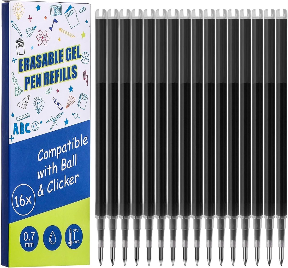 reservevullingen, 0,7 mm, donkergrijs, navullingen met uitwisbare inkt, 400 m schrijflengte, rollervulling, compatibel met Pilot FriXion Ball & Clicker Eberhard Faber