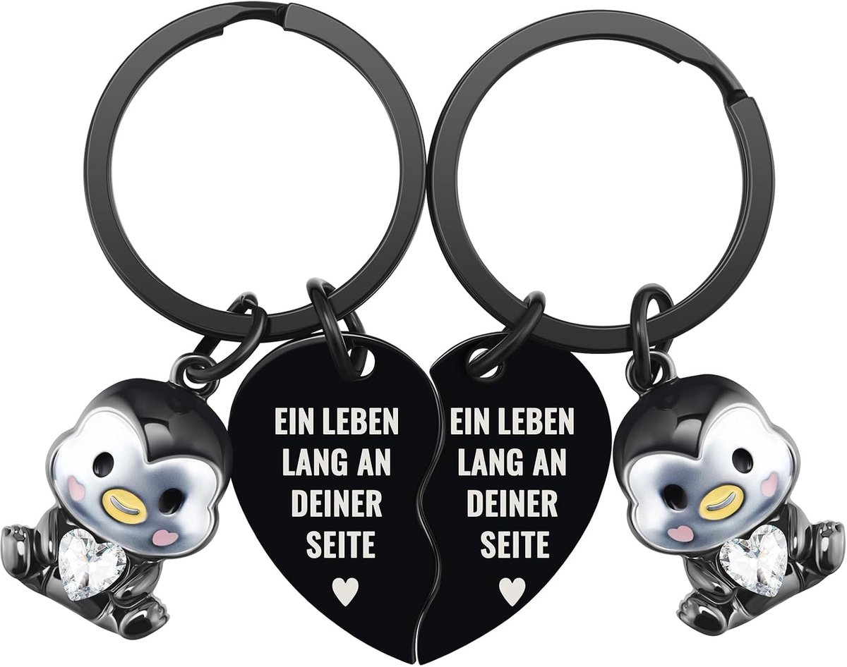 2 Partnergeschenken Sleutelhanger voor koppels Sleutelhanger Pinguin Olifant Otter Schildpad Liefdesgeschenken voor hem haar vriend koppels paartjes voor Valentijnsdag verjaardag jubileum