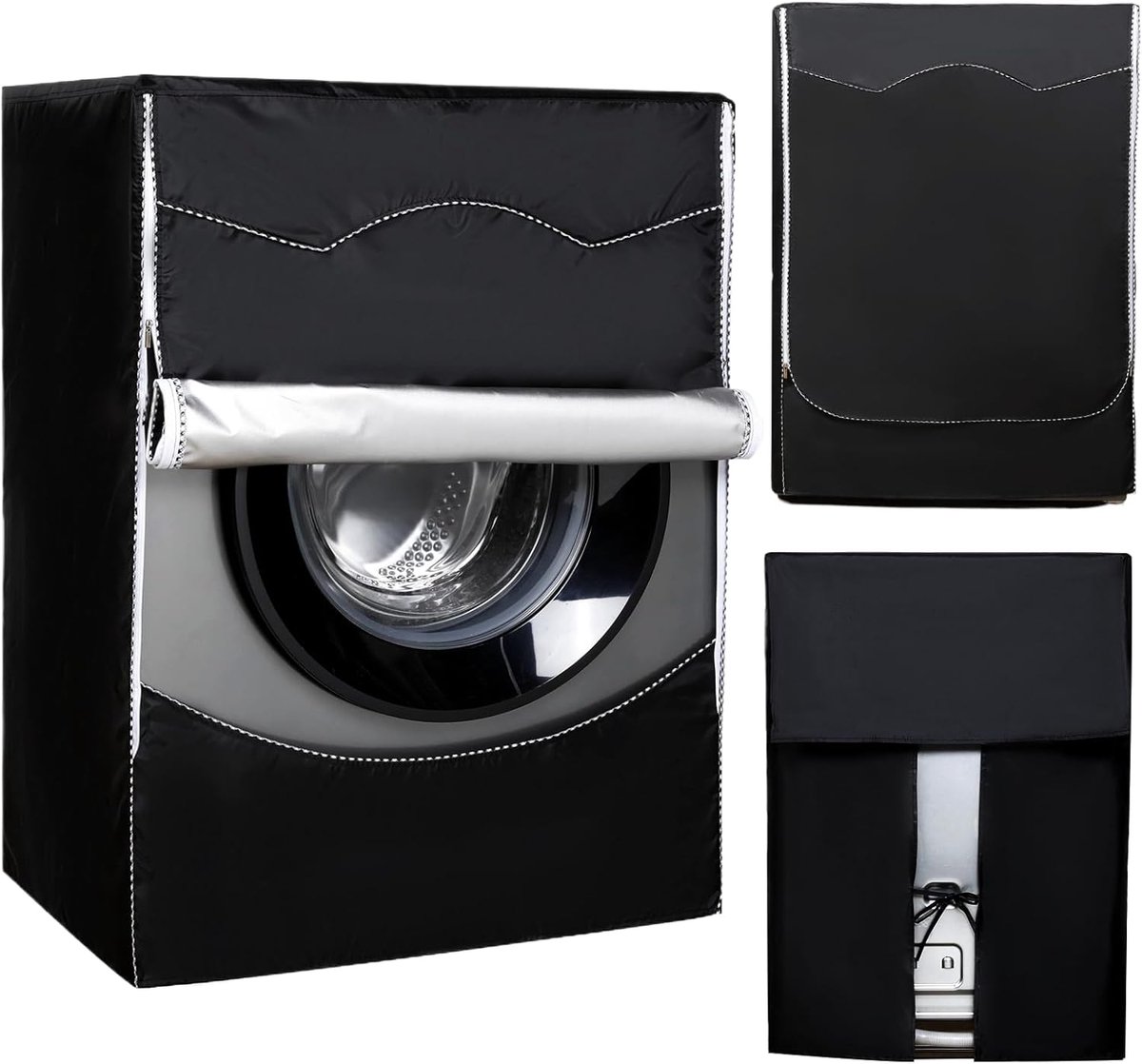 Wasmachinehoes voor buiten, waterdicht, 420D Oxford, met ritssluiting, uv-bescherming, stofbescherming, hoes voor wasmachine en wasdroger, 60 x 65 x 85 cm