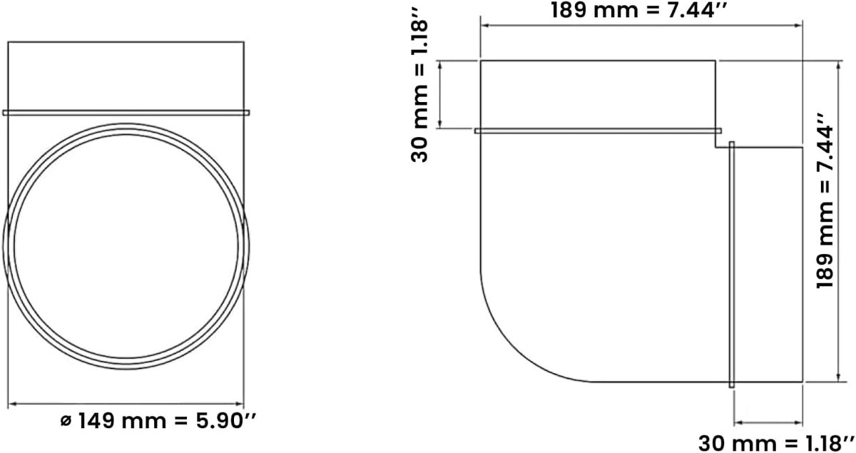 Ventilatie bocht 90 graden - Ø 150 mm - kunststof - ideaal voor afzuigkap - ShopVlot