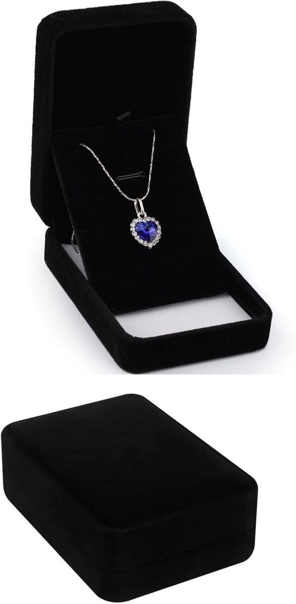 Elegante Zwarte Velvet Sieraden Doos voor Hanger Kettingen en Oorbellen, Perfect voor Verjaardagen en Bruiloften, Afmetingen 10X7X3.5CM