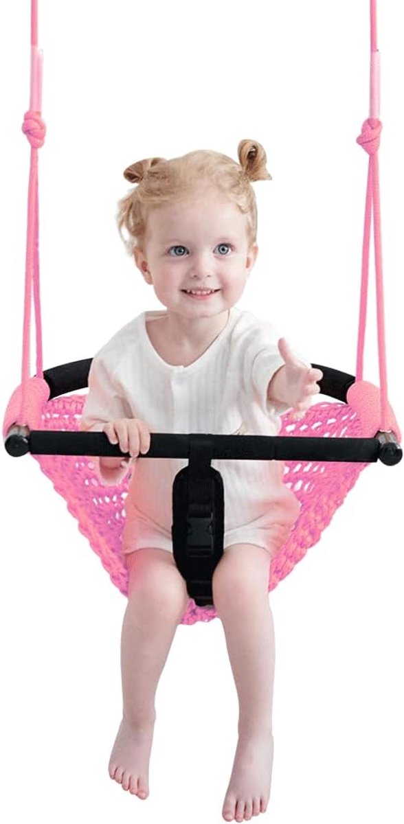 2-in-1 schommelstoel voor peuters, met verstelbare touwen, robuuste schommelset voor kinderen, binnen en buiten, tuin, upgrade-product (roze)
