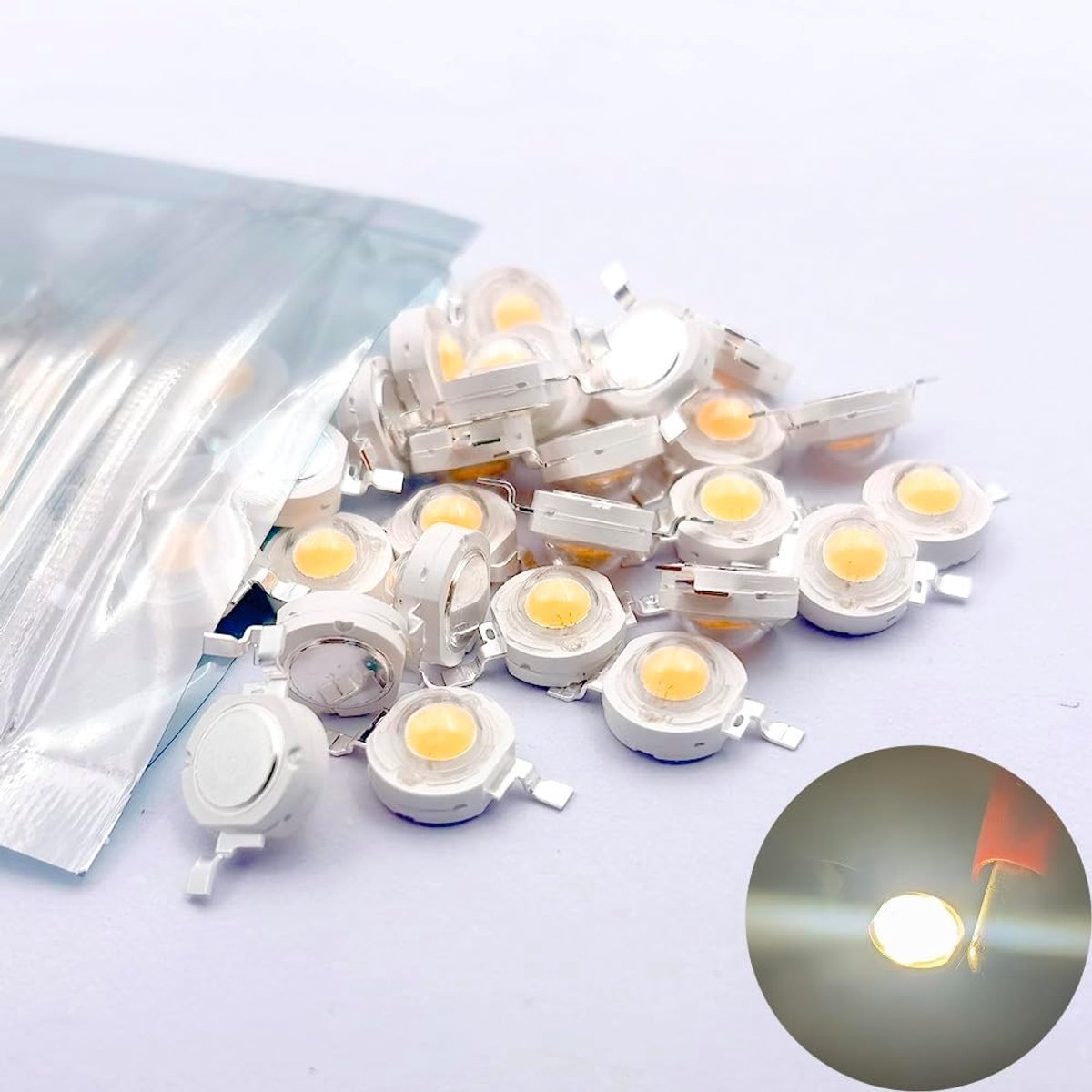 Power LED-chip 1/3 Watt Super Heldere Intensiteit SMD Lichtemitter Componenten Diode Lamp Parel Chip DIY Verlichting voor Vloedlichtschijnwerper (100 stuks 1W Warm Wit (3000K))