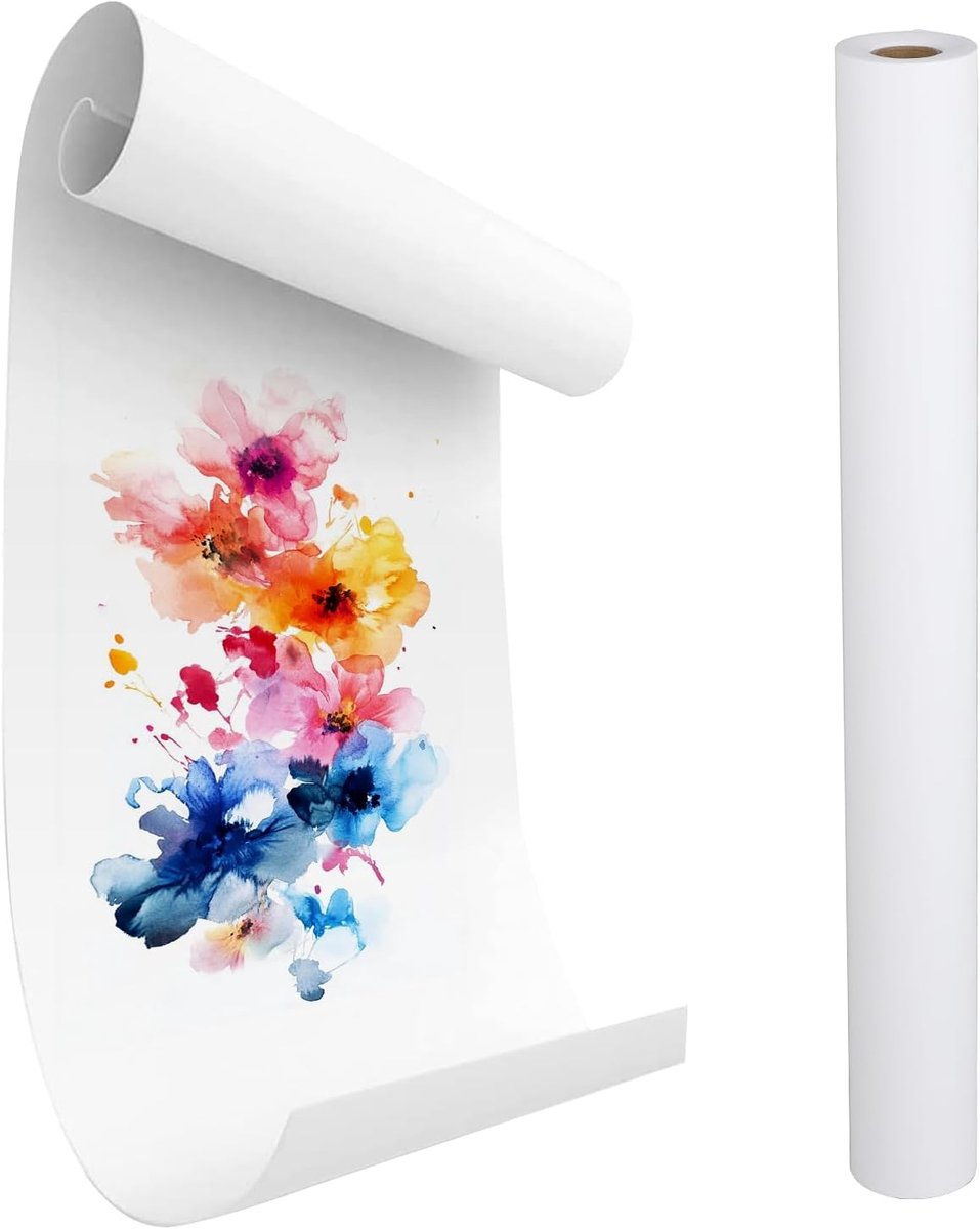rol voor kinderen, 44 cm x 15 m, wit schilderpapier, veelzijdige schilderrol, gerecycled flipchartpapier en posterpapier, ideaal voor tekenen, schetsen, knutselen