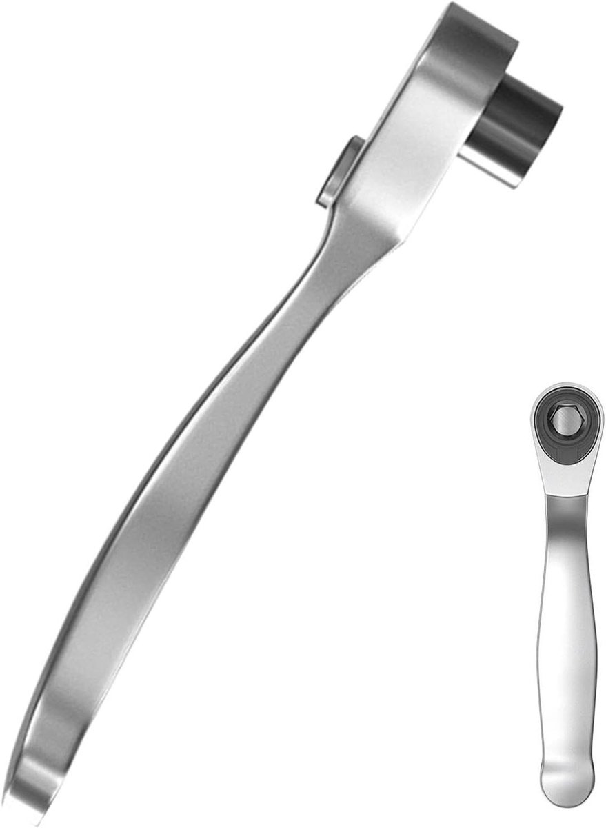 Haakse Schroevendraaier - Ratelschroevendraaier Moersleutel - Reparatie Krappe Ruimtes - 72-Tands Ratel Mechanisme - 1.7 x 9.5 cm - Zilver