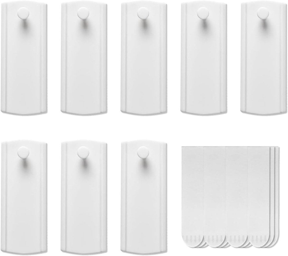 Universele haken voor lijsten, grote universele haak, zelfklevende spijkers voor fotolijsten, 8 spijkers en 12 plakstrips, voor het ophangen van foto's zonder boren, voor posters, lijsten en
