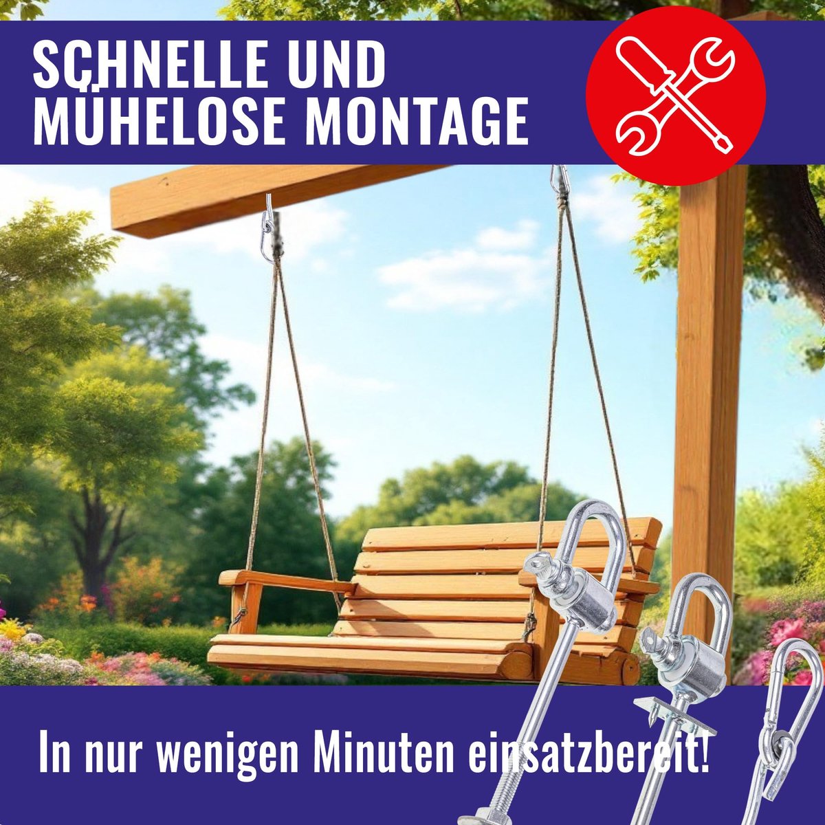 SnelShoppen - 2x Schommelhaken met Harpsluiting Ø12 mm - Robuuste Bevestigingshaken voor Tuin, Speeltuin, Camping, Kinderen - Veilig en Duurzaam