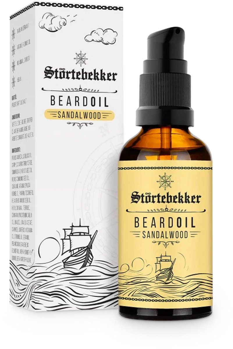 Störtebekker® Premium Baardolie Sandelhout (warm-houtige geur) - Dagelijkse Baardverzorging voor 3-Dagenbaard tot Volle Baard - Beard Oil Vegan 50ml - Baardolie Heren - Hoogwaardige Ingrediënten - Made in Germany