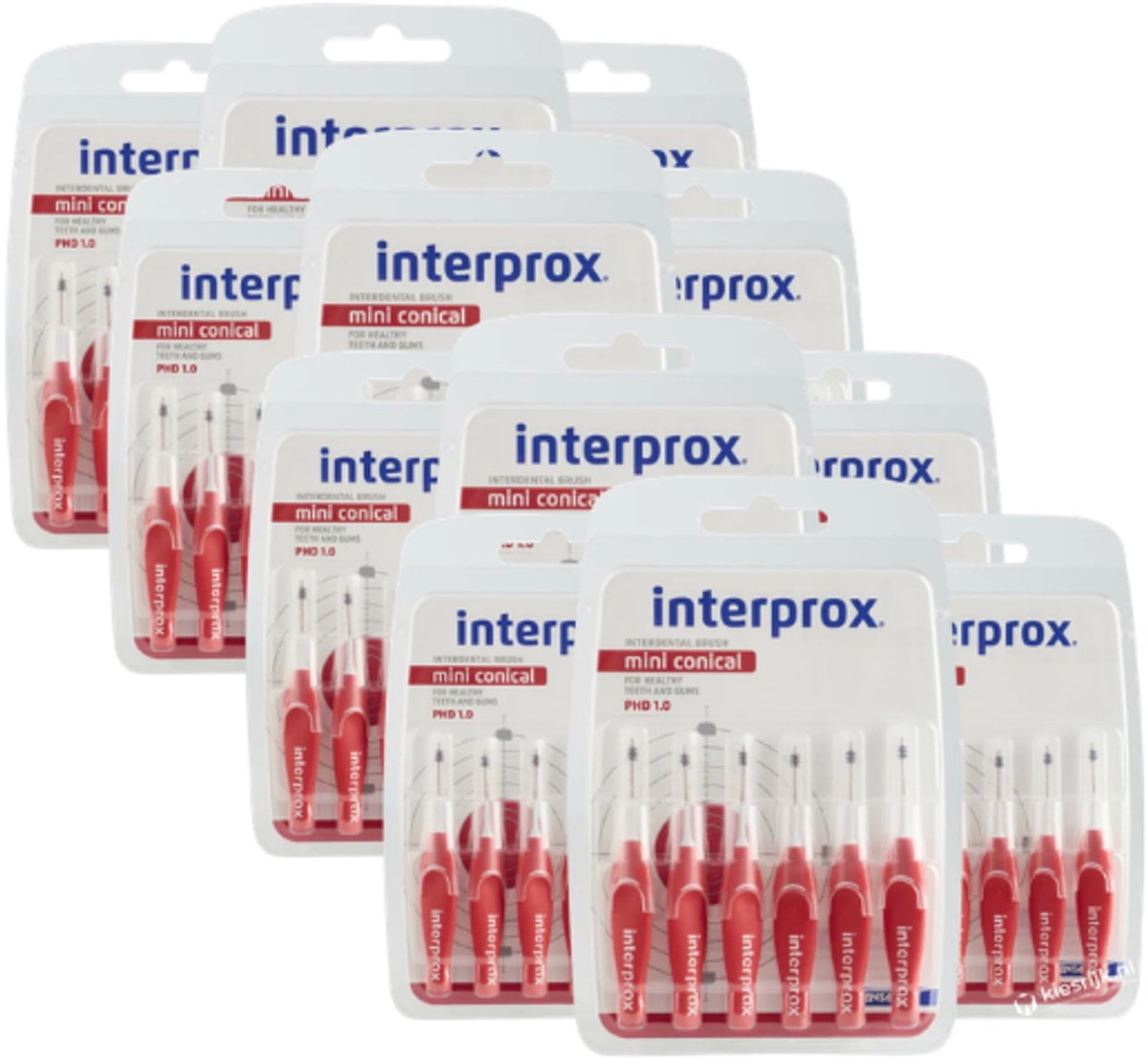 12x Interprox Mini Conical PHD 1.2 Rood - 6 stuks