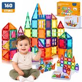 GOUDHARD® Magna Tiles Travel Set - Magnetic Tiles Travel – Magnetisch Speelgoed – 160 Stuks – Educatief Speelgoed – Inclusief handleiding – Magnetische Tegels – Bouwstenen - Magnetische - Inclusief 4 Opbergdoosjes - Mini Magnetic Tiles