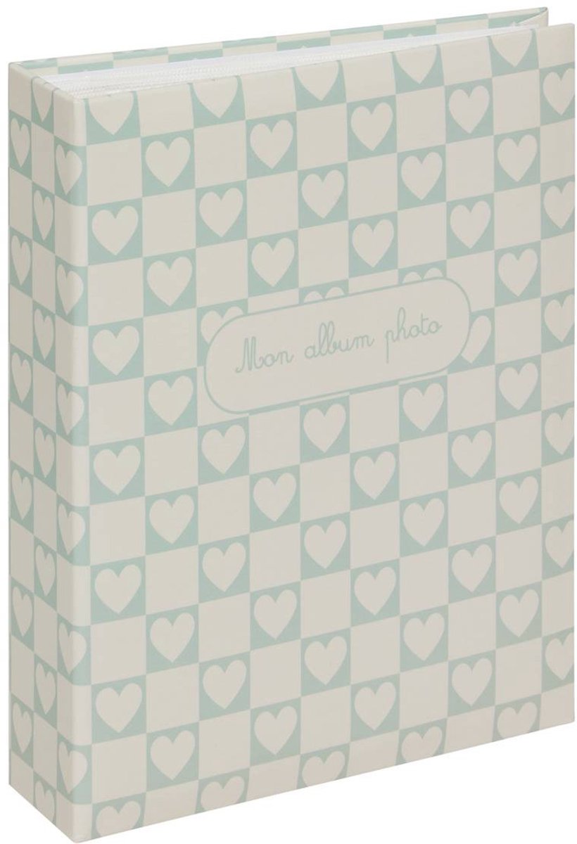 Album-photo Pika 200 photos motif coeurs blanc et vert