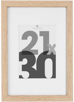 Fotolijst Houtkleurig Glas - 21 X 30 CM - Posterlijst A4 - Wissellijst met passe partout van 12x17 cm