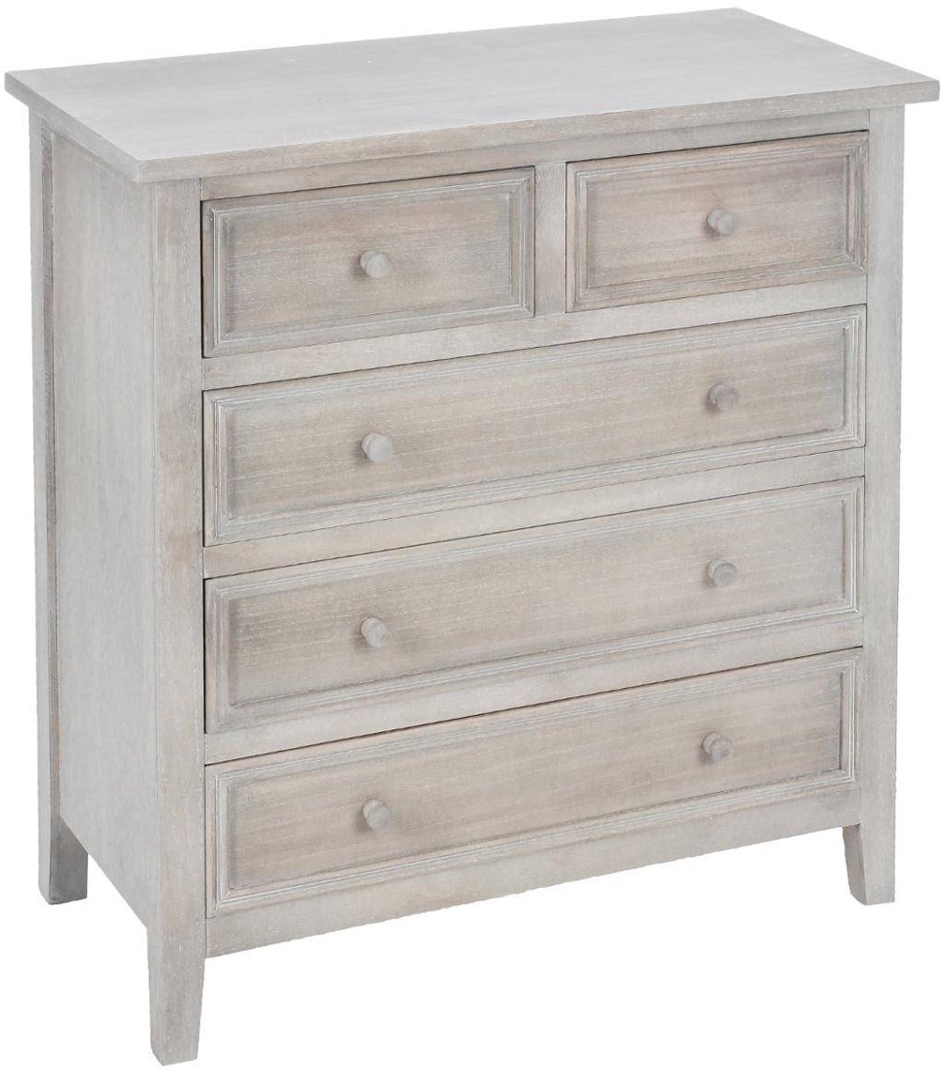 Atmosphera Créateur d'intérieur® Commode met 5 lades en sierlijsten, gebleekt hout CHARME blanc cérusé
