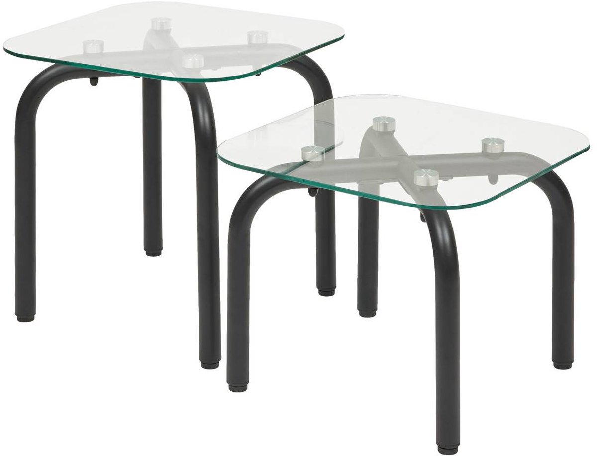 Set van 2 in elkaar schuifbare salontafels van gehard glas HECATE