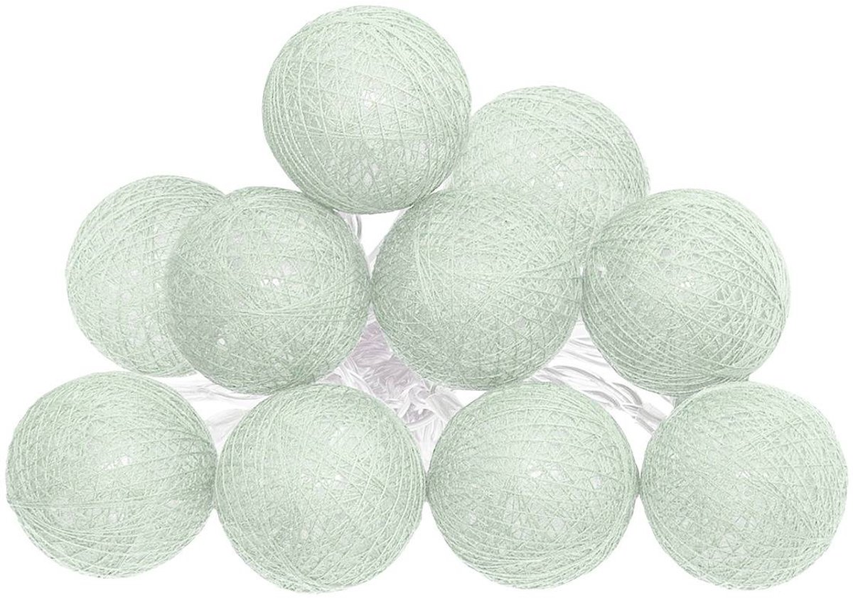 LED-slinger op batterijen met 10 lichtgevende bolletjes van gevlochten katoen TARA
