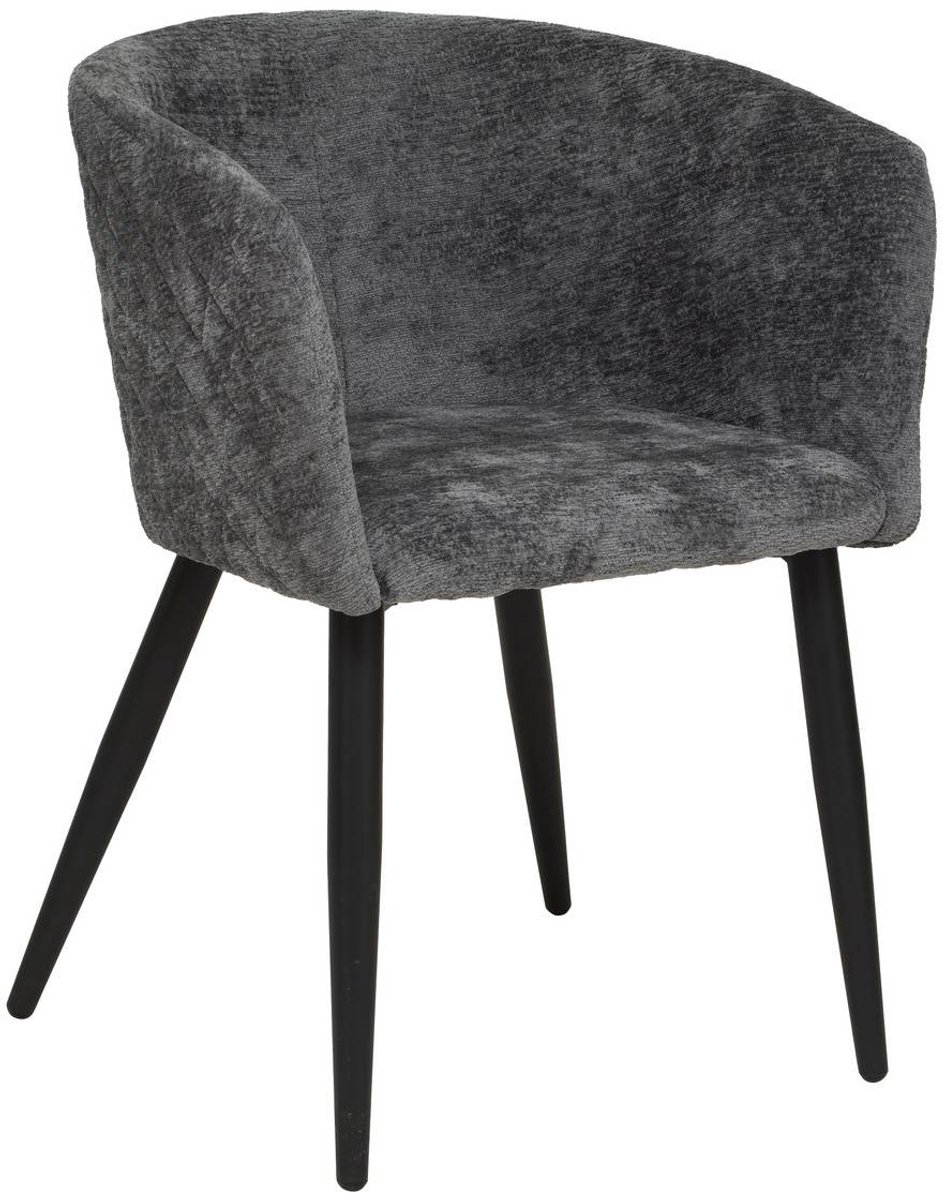 Fauteuil "Marlo" in grijs fluweel met zwarte poten