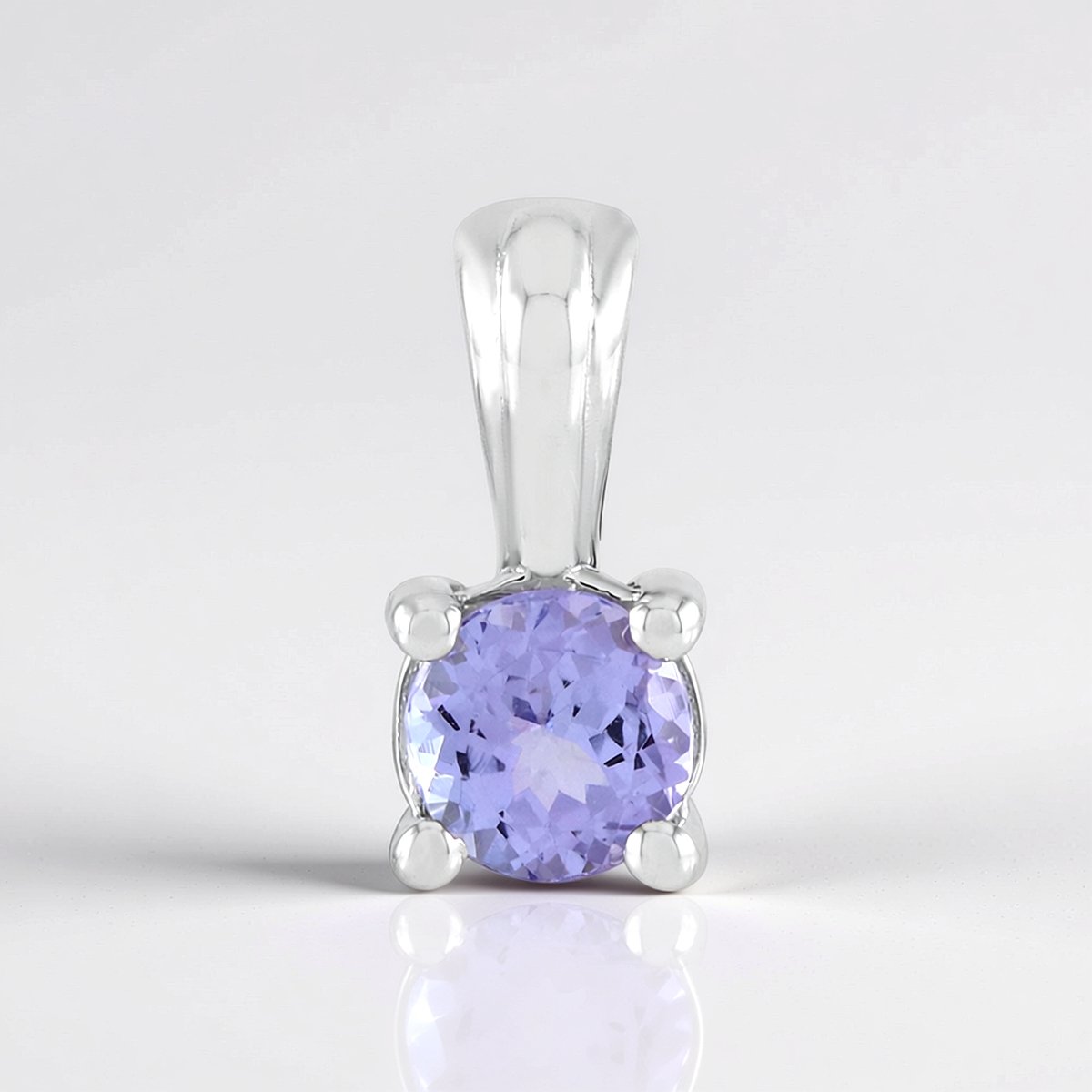 Cavill - Ronde Tanzaniet Hanger 0,46 ct - 925 Sterling Zilver - Platina Verguld - Elegante Blauwe Edelsteen - Sieraad voor Vrouwen